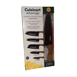 Cuisinart Advantage 10-Pc Ceramic Knife Set Wood-Grain Handles NIB